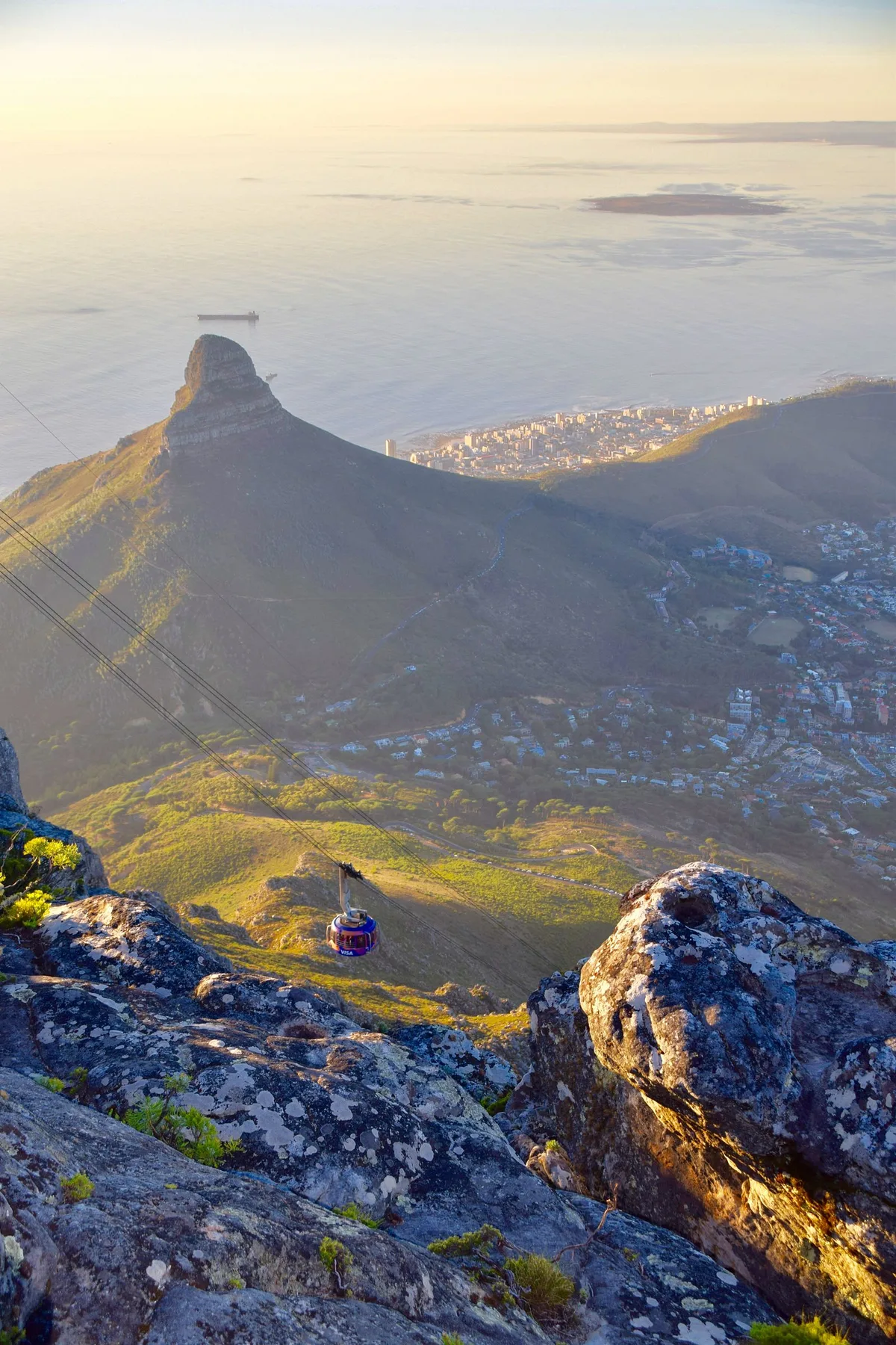 Mountain peak rising over South African landscape