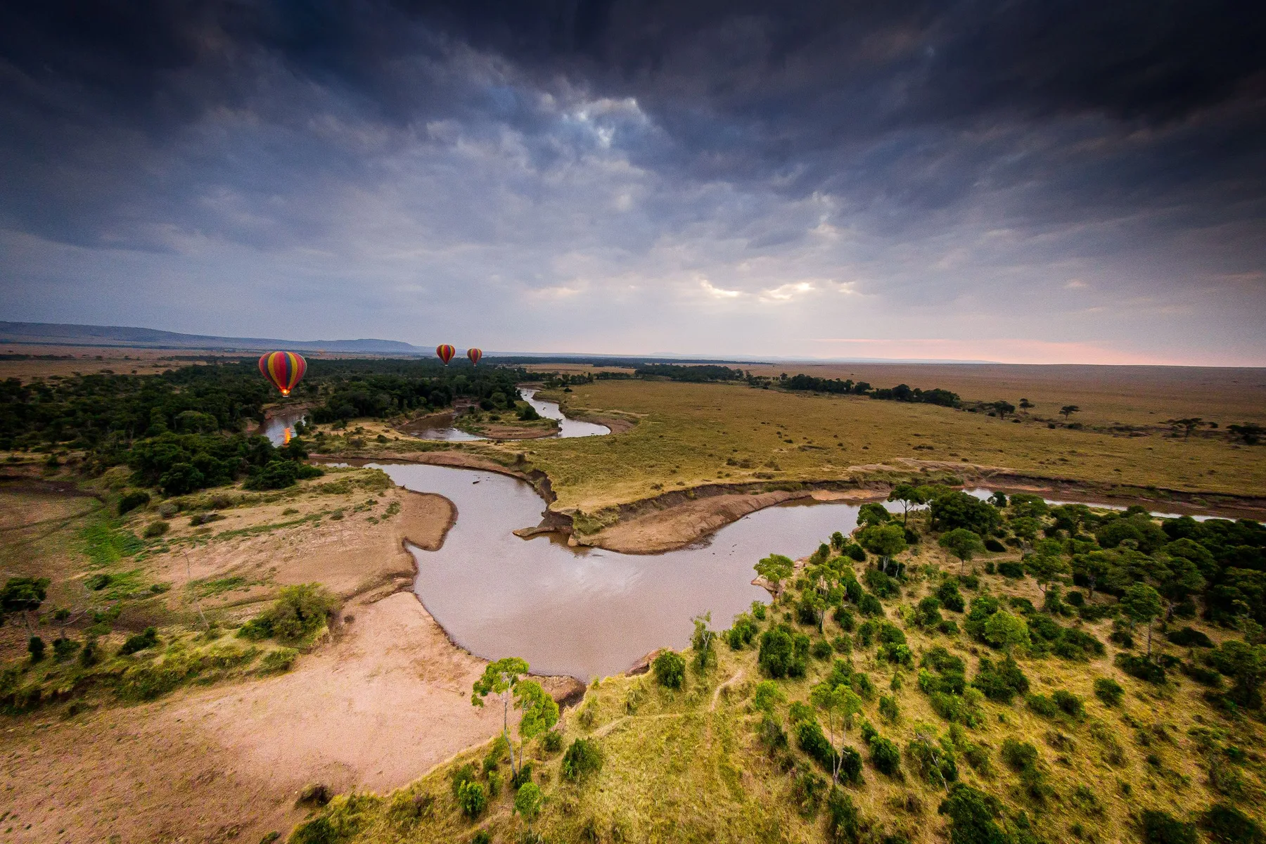Waterhole and savannah in Kenya