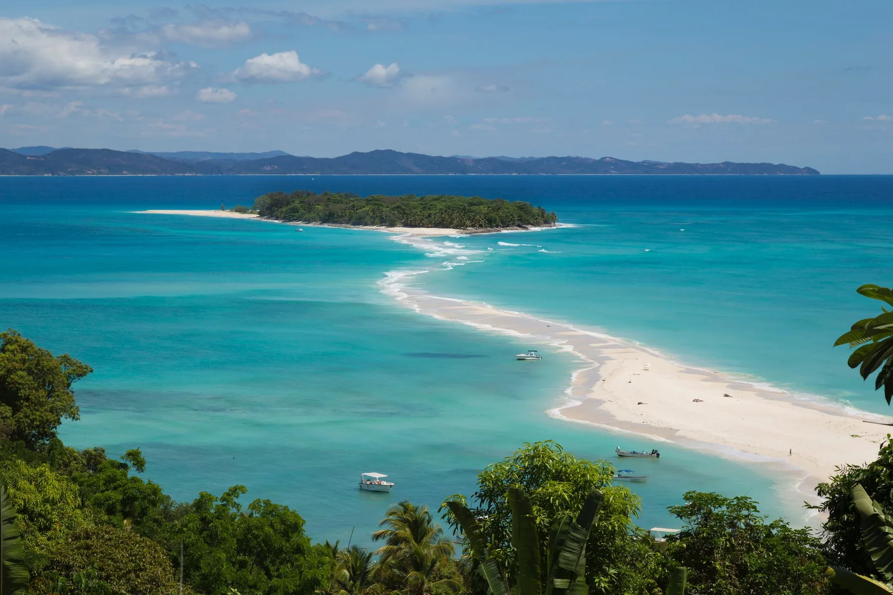Turquoise lagoon and island in Madagascar