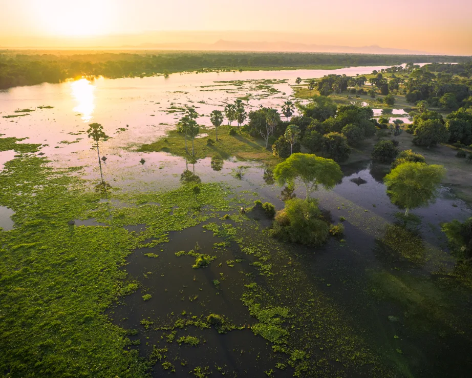 Aerial view of flooded Malawi wetland