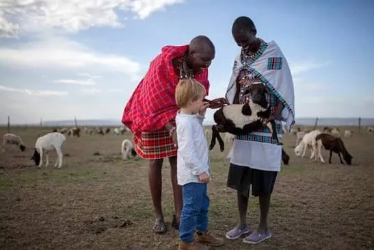 Community visit with children and herders in Tanzania
