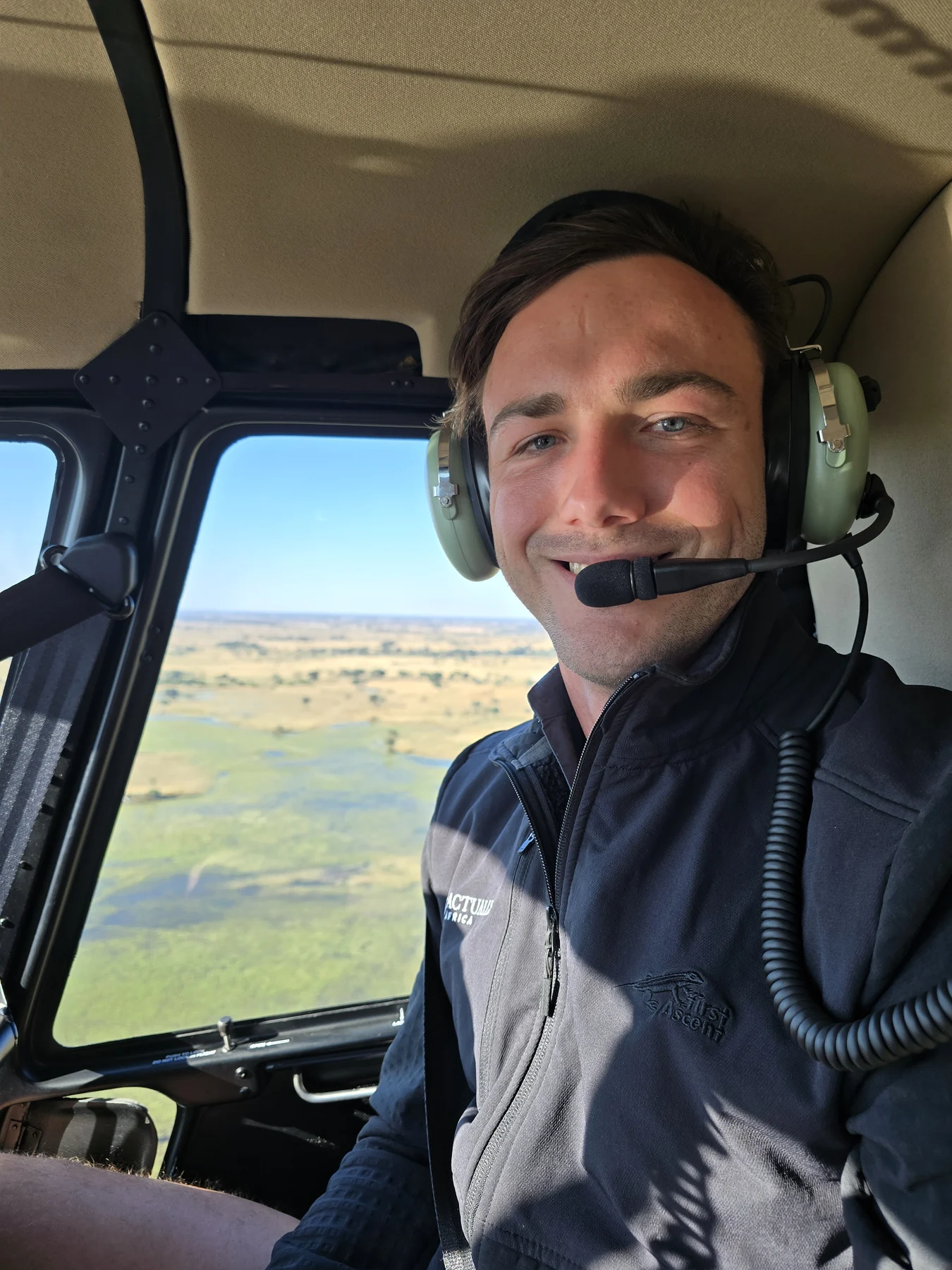 Jake Rawlinson flying over the Okavango Delta