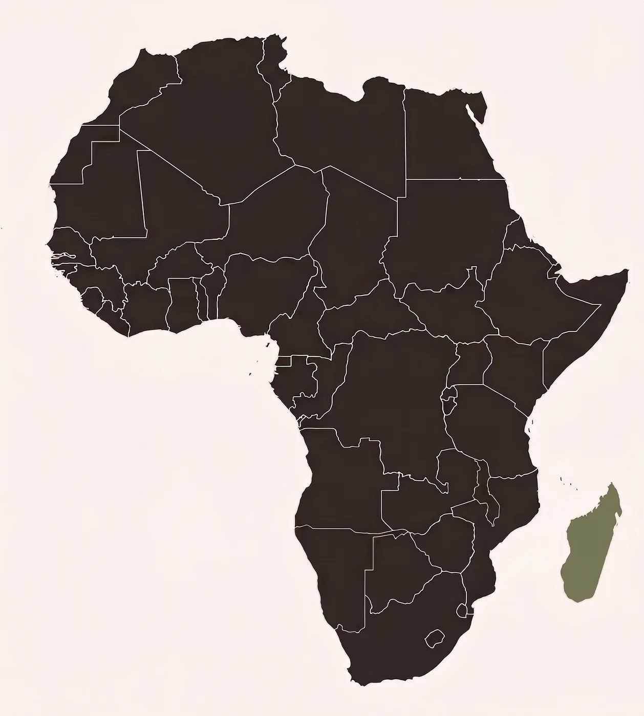 Map of Africa highlighting Madagascar