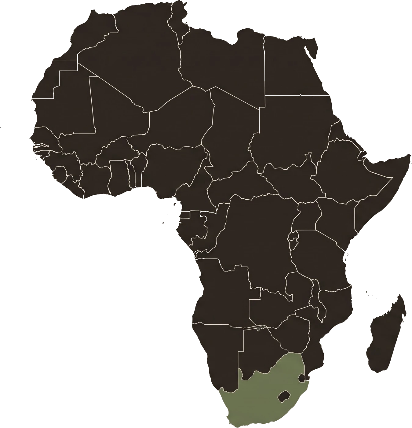 Map of Africa highlighting South Africa