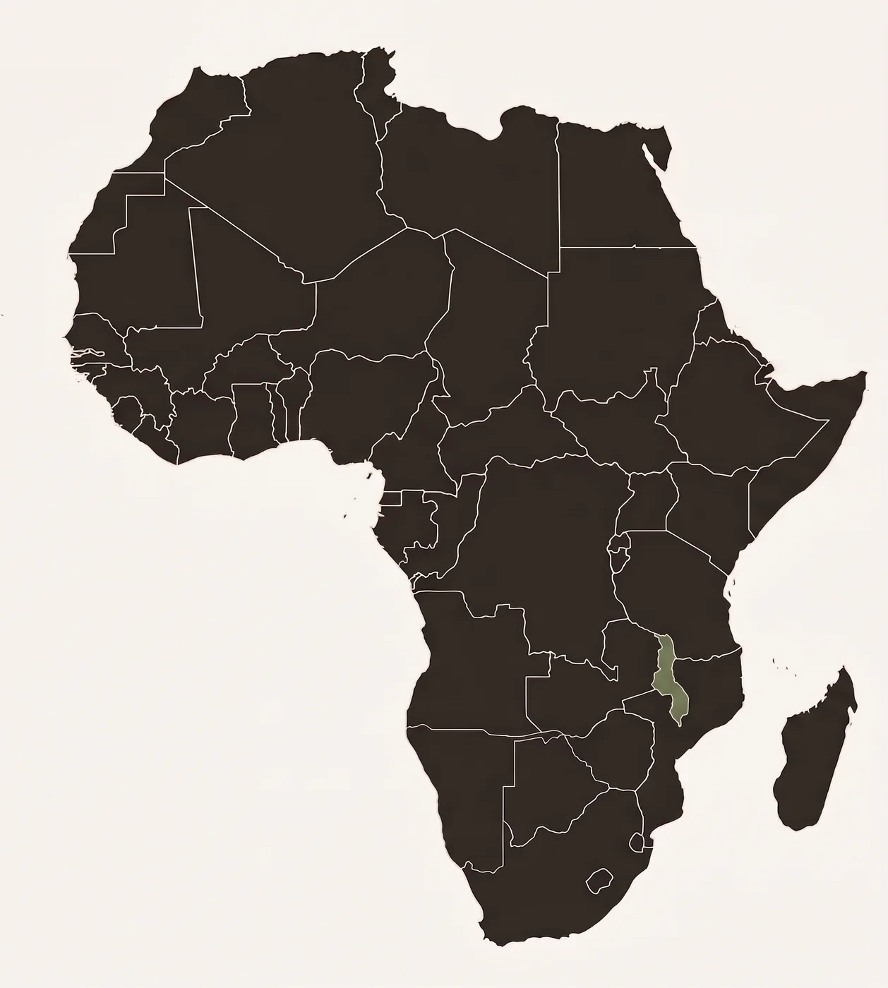 Map of Africa highlighting Malawi