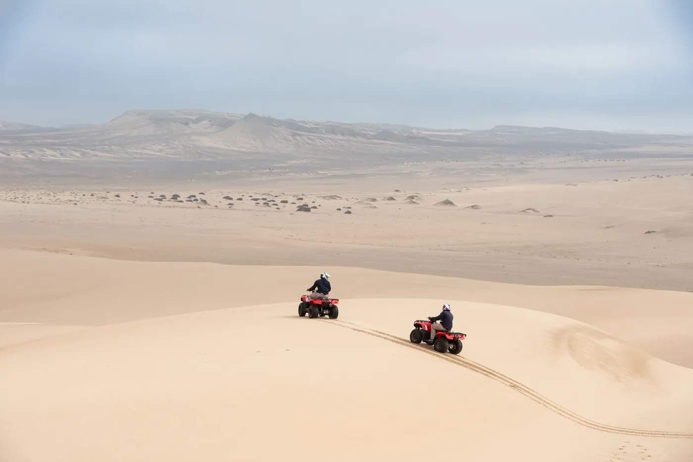 Quad bikes crossing Namibian desert