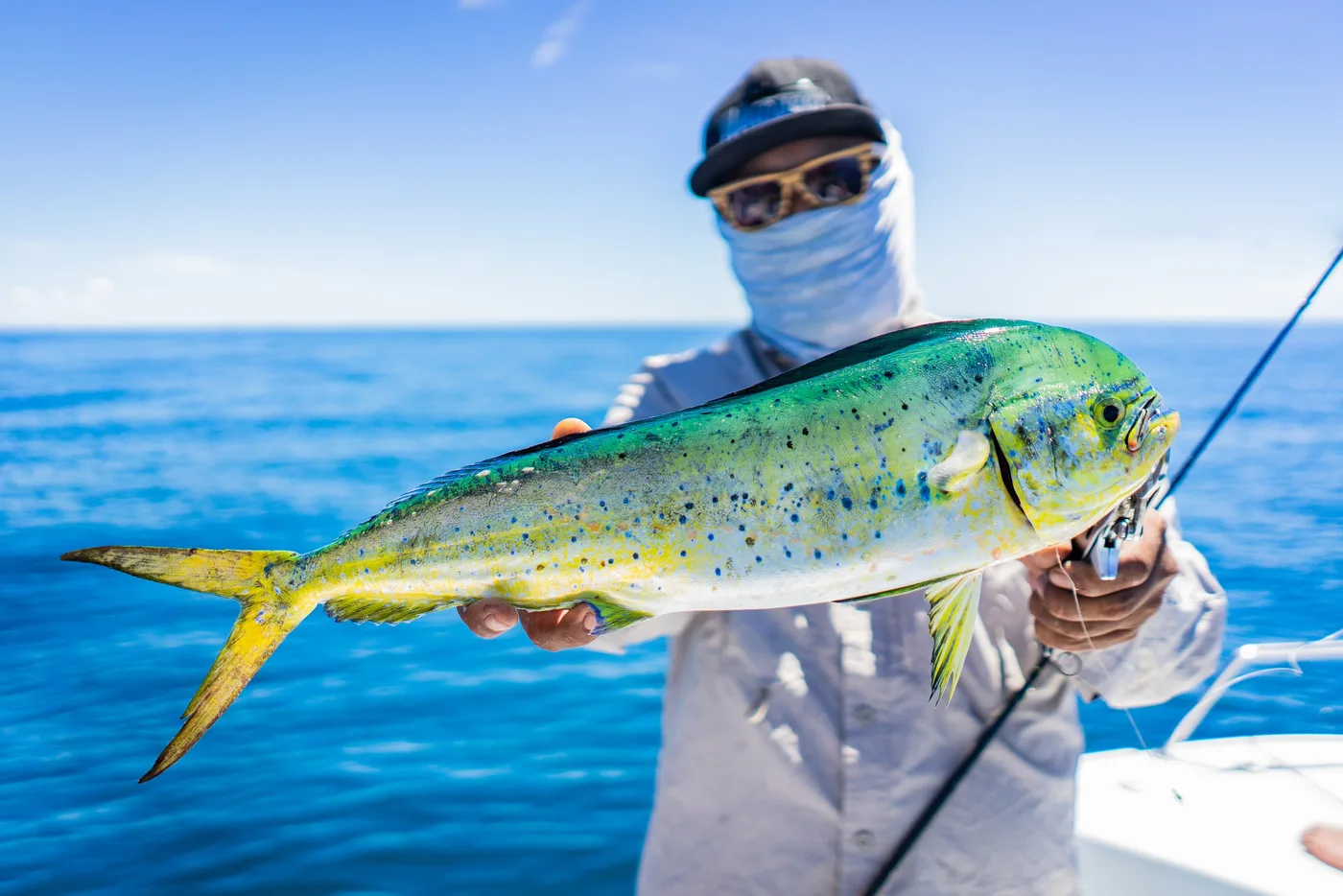 Angler holding a fish in Mozambique waters