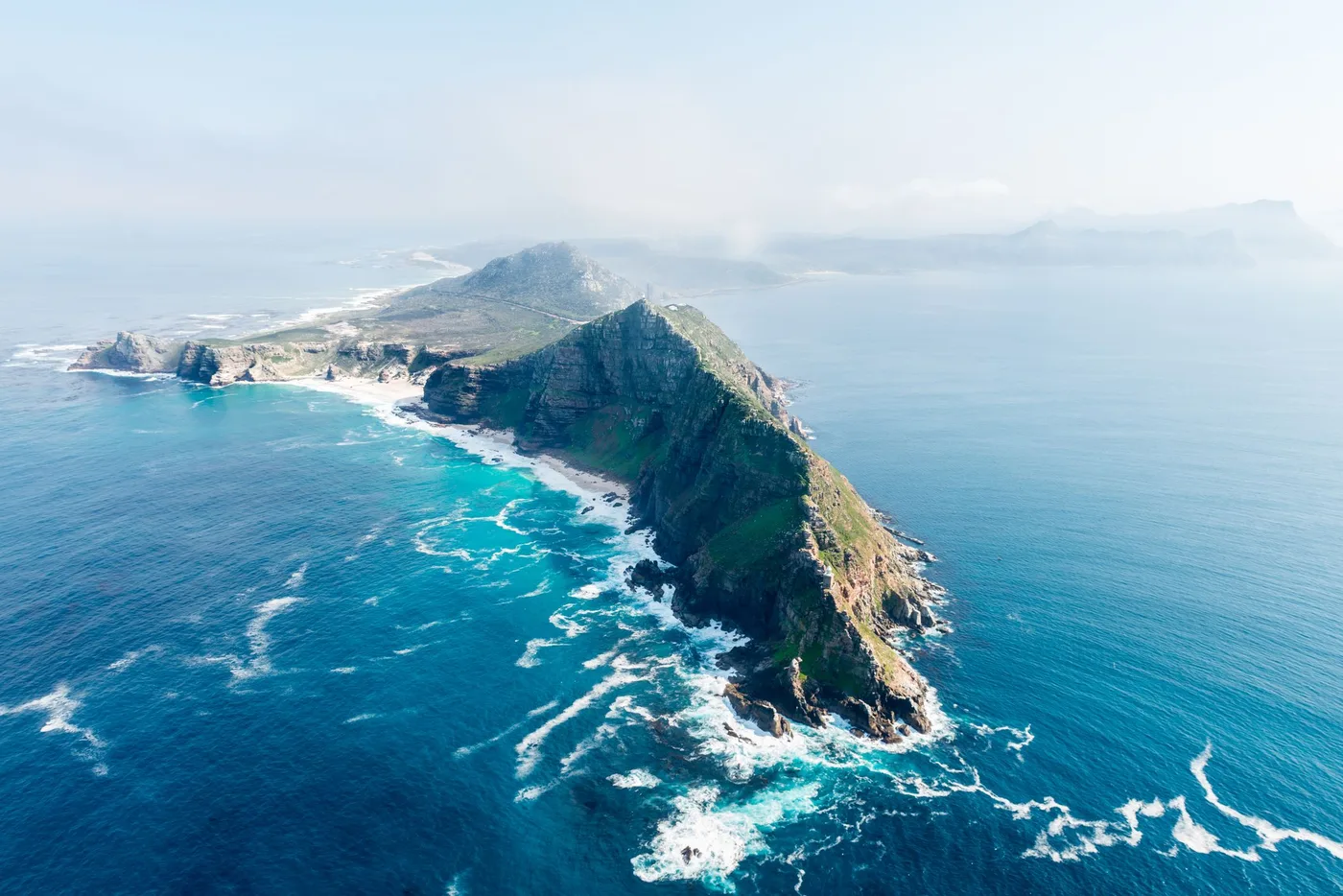 Aerial view of South African coastal cliffs