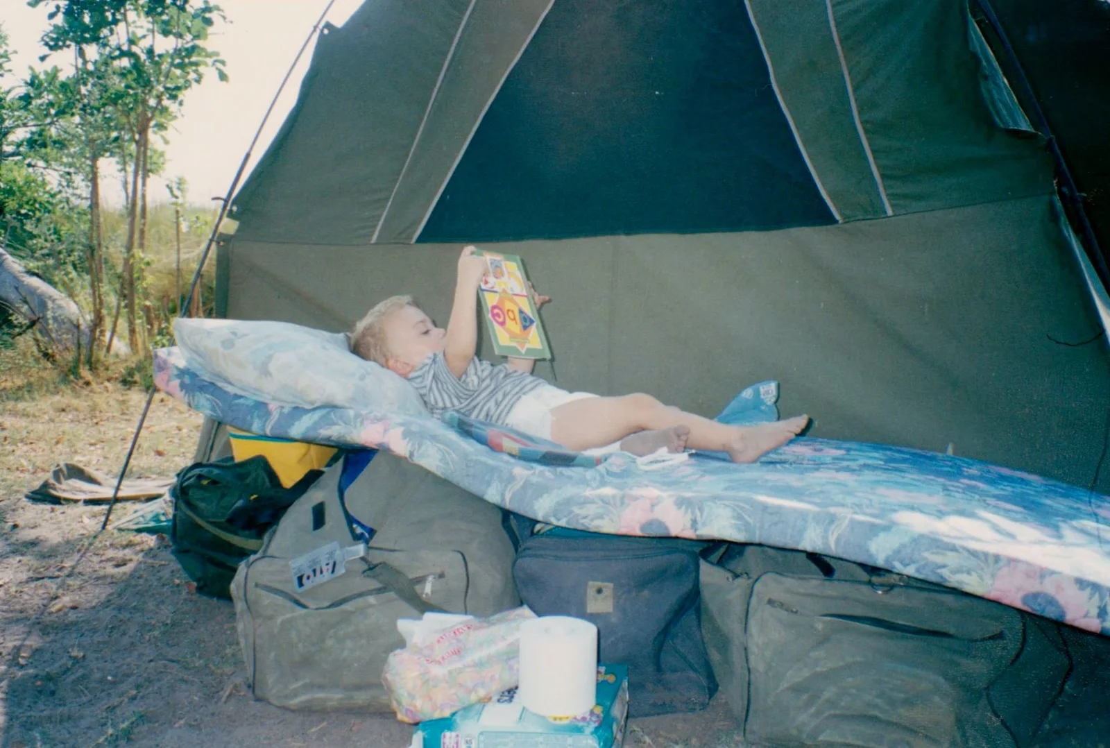 A childhood afternoon sleeping outside a safari tent